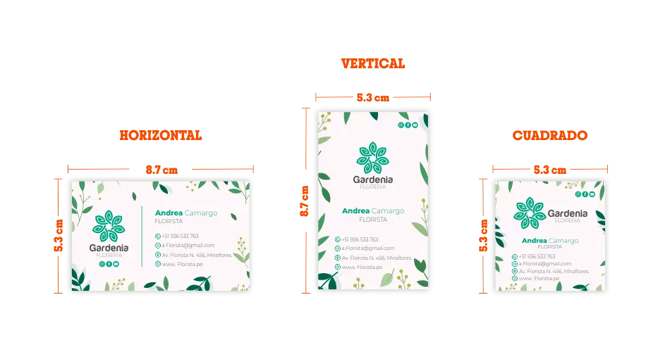 Medidas de Tarjetas de Presentación | Tarjetas Personales en Lima